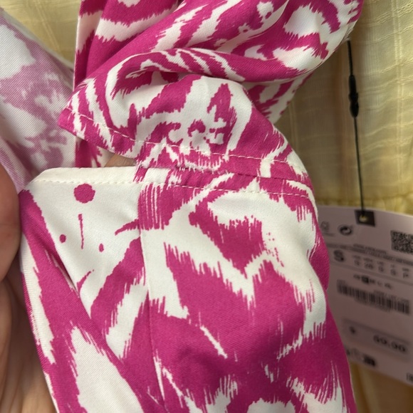 NWT Zara Pink and White Ikat Wide Leg Jumpsuit size S - Picture 9 of 9